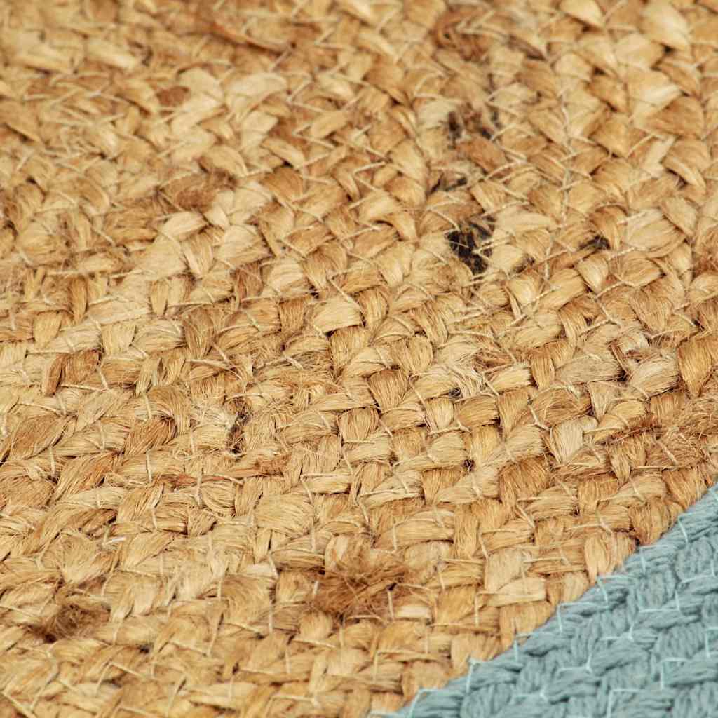 133865 vidaXL Placemats 6 pcs Natural and Green 38 cm Jute and Cotton