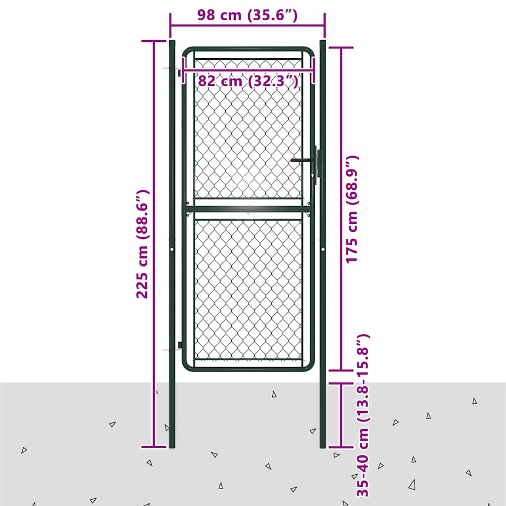 144406 vidaXL Garden Gate Steel 100x175 cm Green