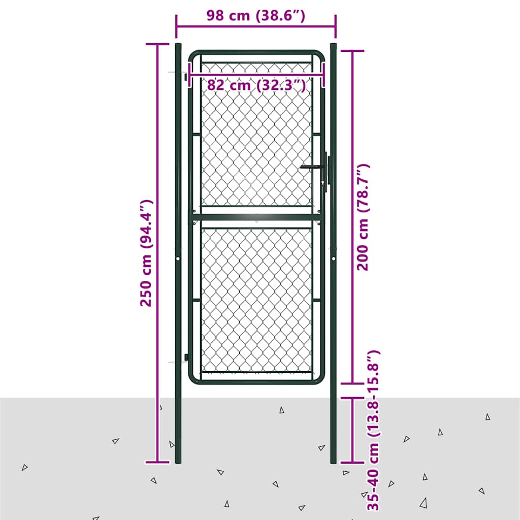 144407 vidaXL Garden Gate Steel 100x200 cm Green