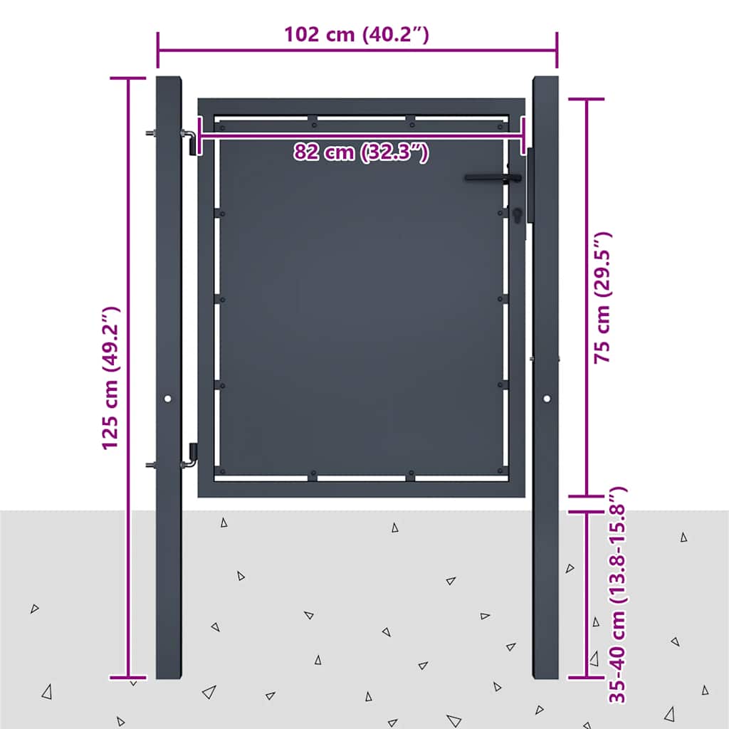 144517 vidaXL Garden Gate Steel 100x75 cm Anthracite