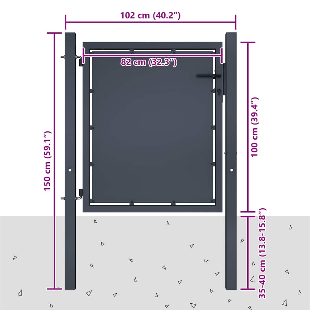 144518 vidaXL Garden Gate Steel 100x100 cm Anthracite