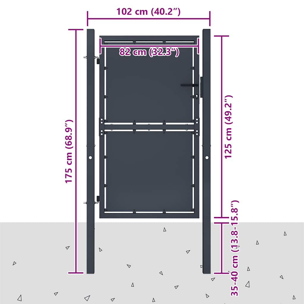 Garden Gate Steel 100x125 cm Anthracite