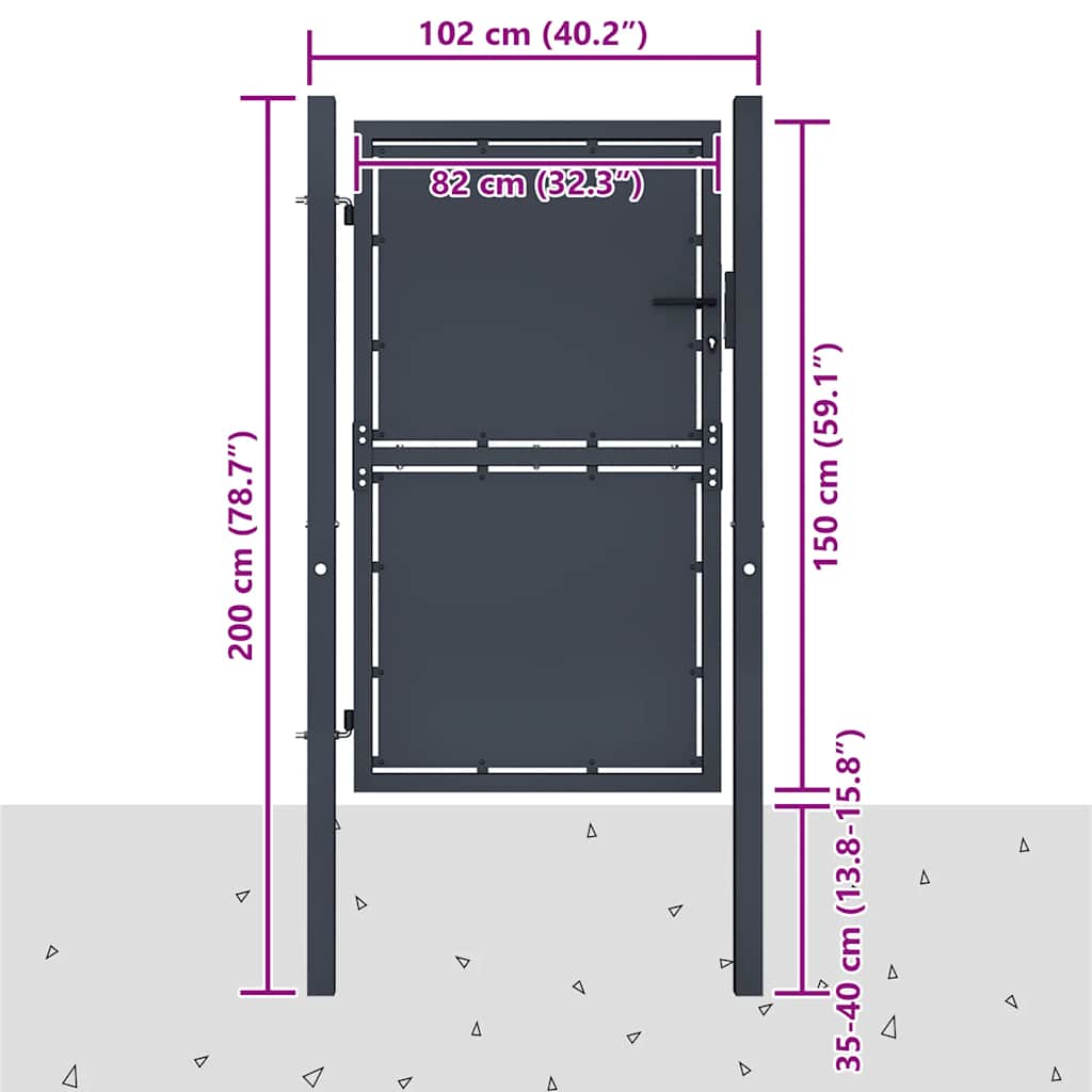 144520 vidaXL Garden Gate Steel 100x150 cm Anthracite