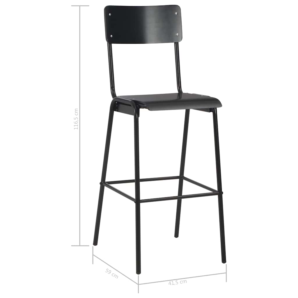Bar Stools 2 pcs Black Solid Plywood Steel