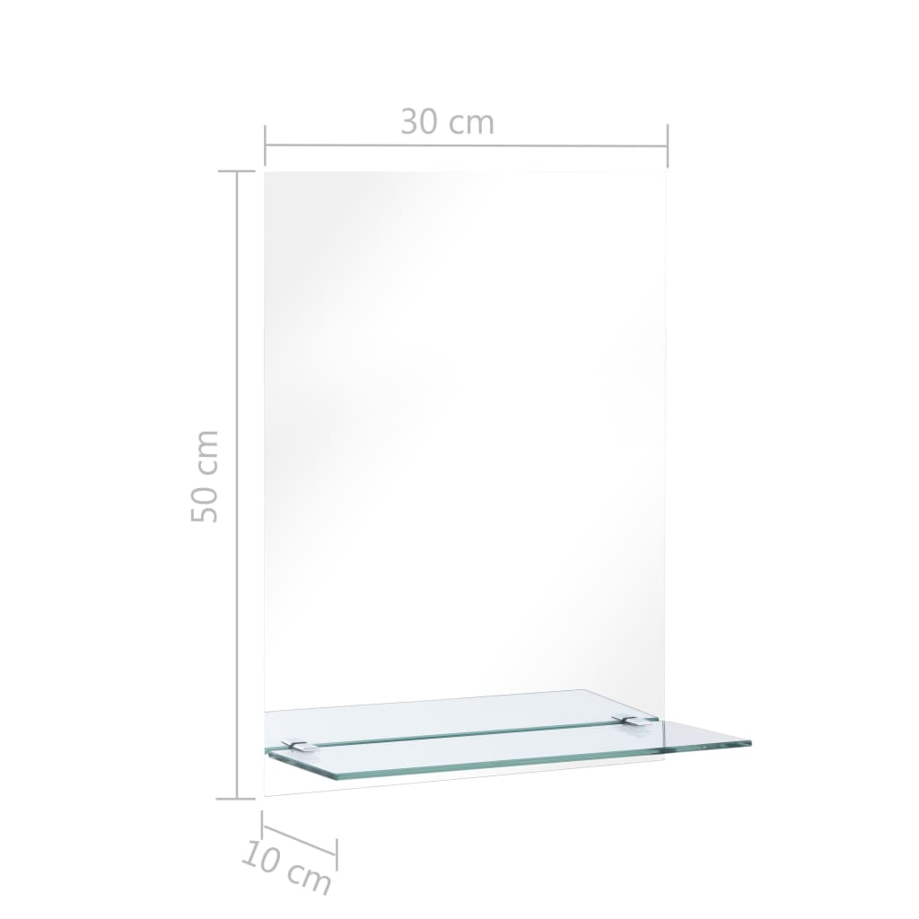 249435 vidaXL Wall Mirror with Shelf 30x50 cm Tempered Glass