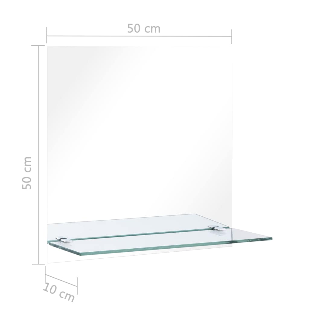 249437 vidaXL Wall Mirror with Shelf 50x50 cm Tempered Glass