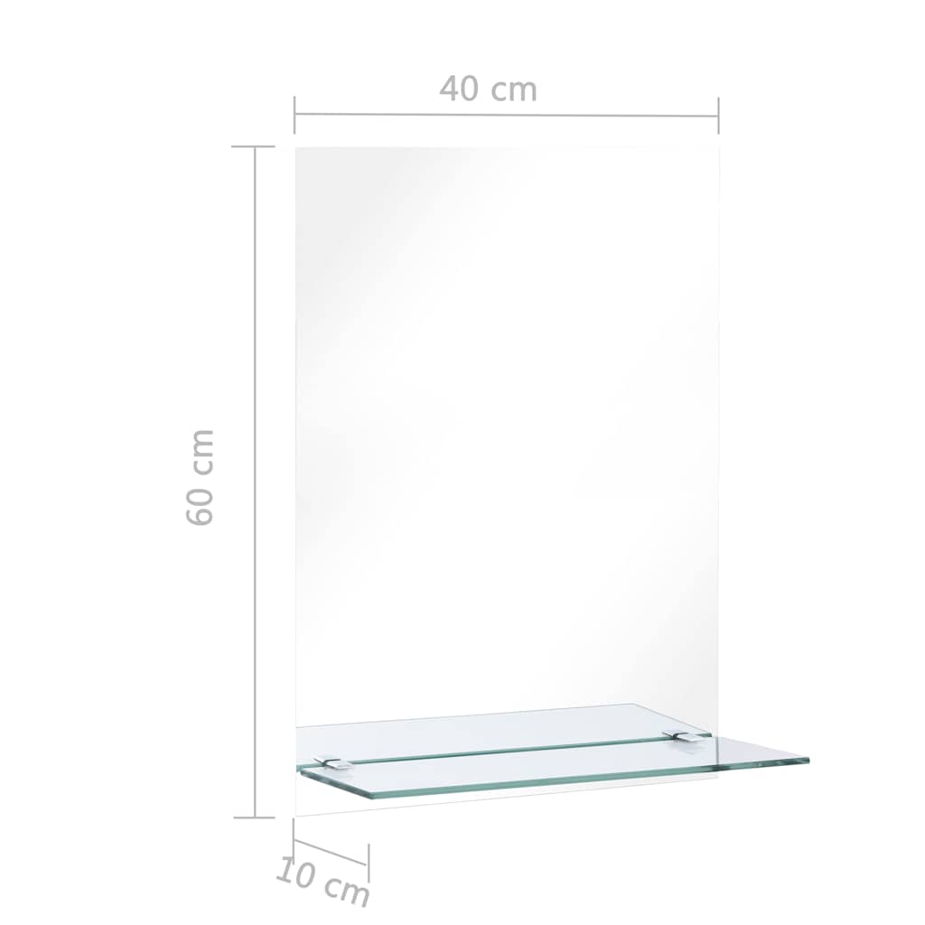249438 vidaXL Wall Mirror with Shelf 40x60 cm Tempered Glass