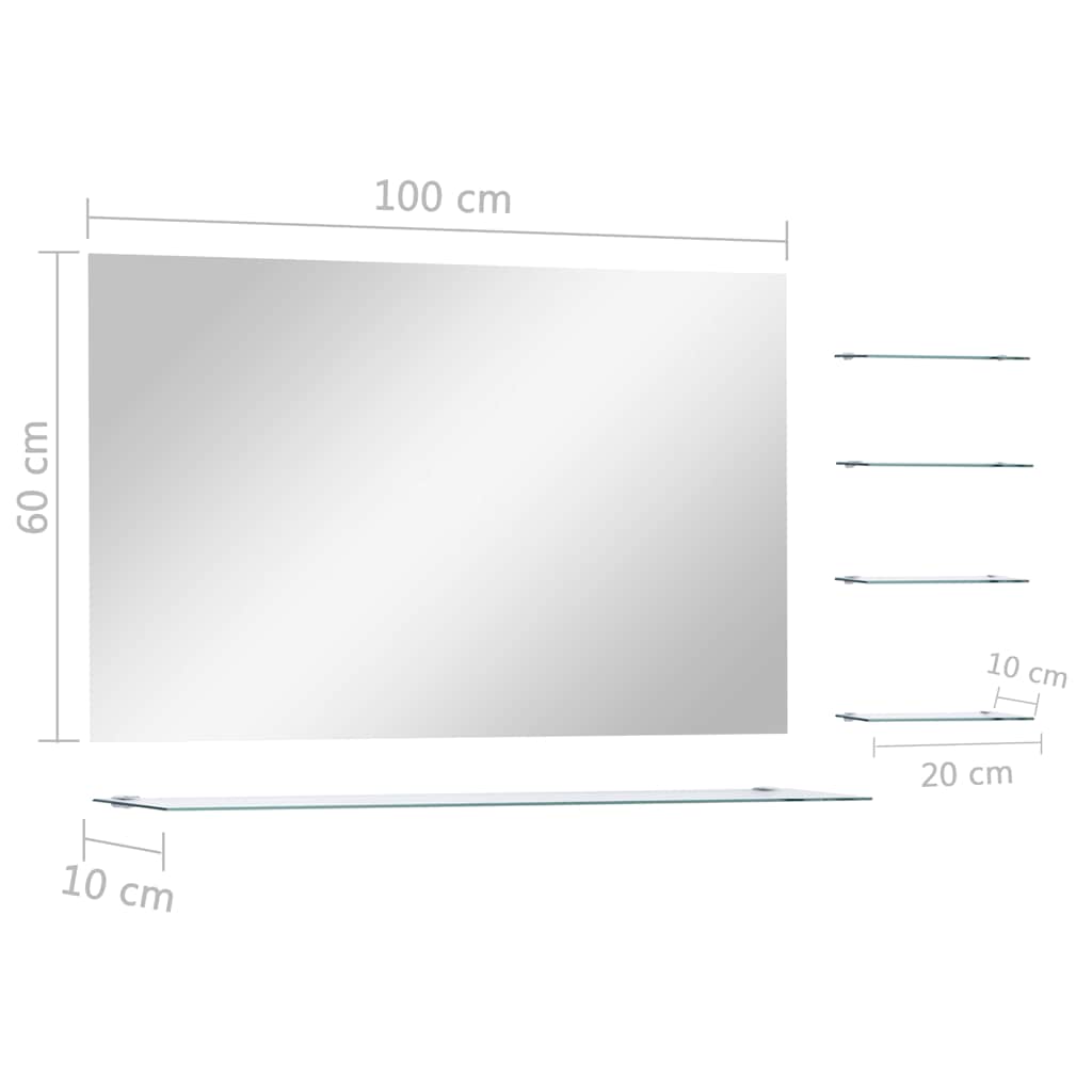 249446 vidaXL Wall Mirror with 5 Shelves Silver 100x60 cm
