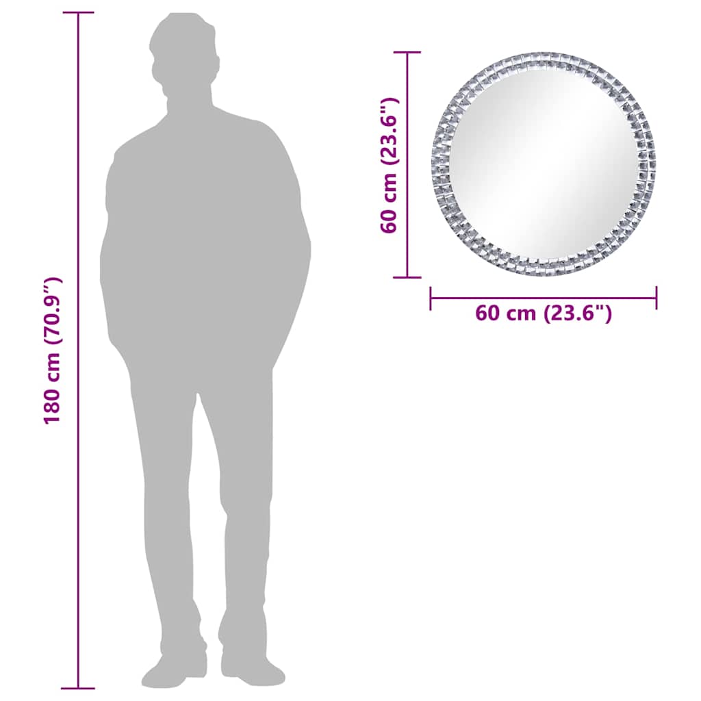 249449 vidaXL Wall Mirror 60 cm Tempered Glass