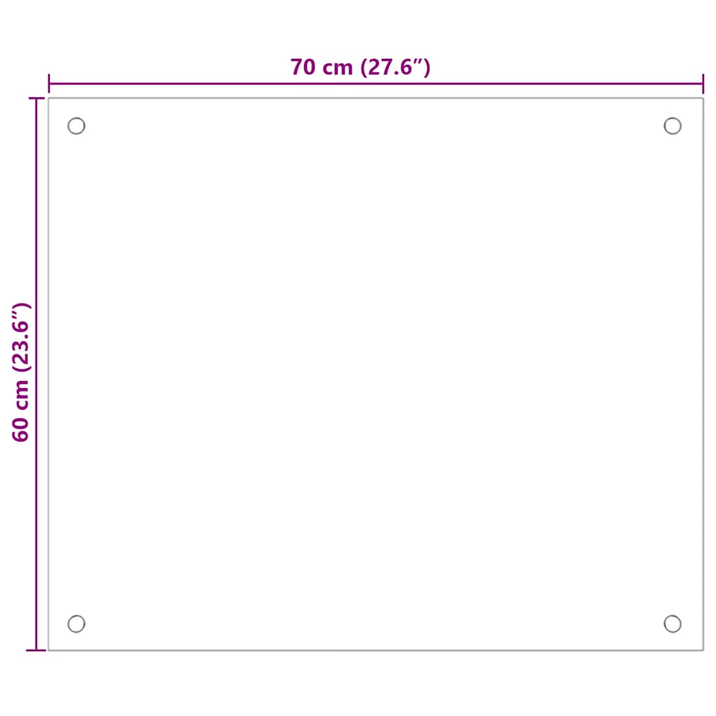 vidaXL Kitchen Backsplash White 70 x 60 cm Tempered Glass