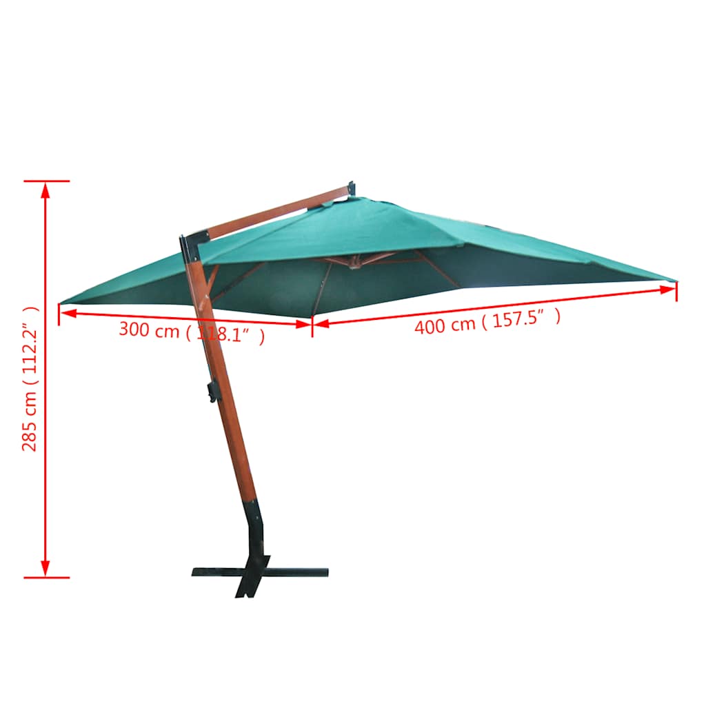40079 vidaXL Floating Parasol Melia 300 x 400 cm Green
