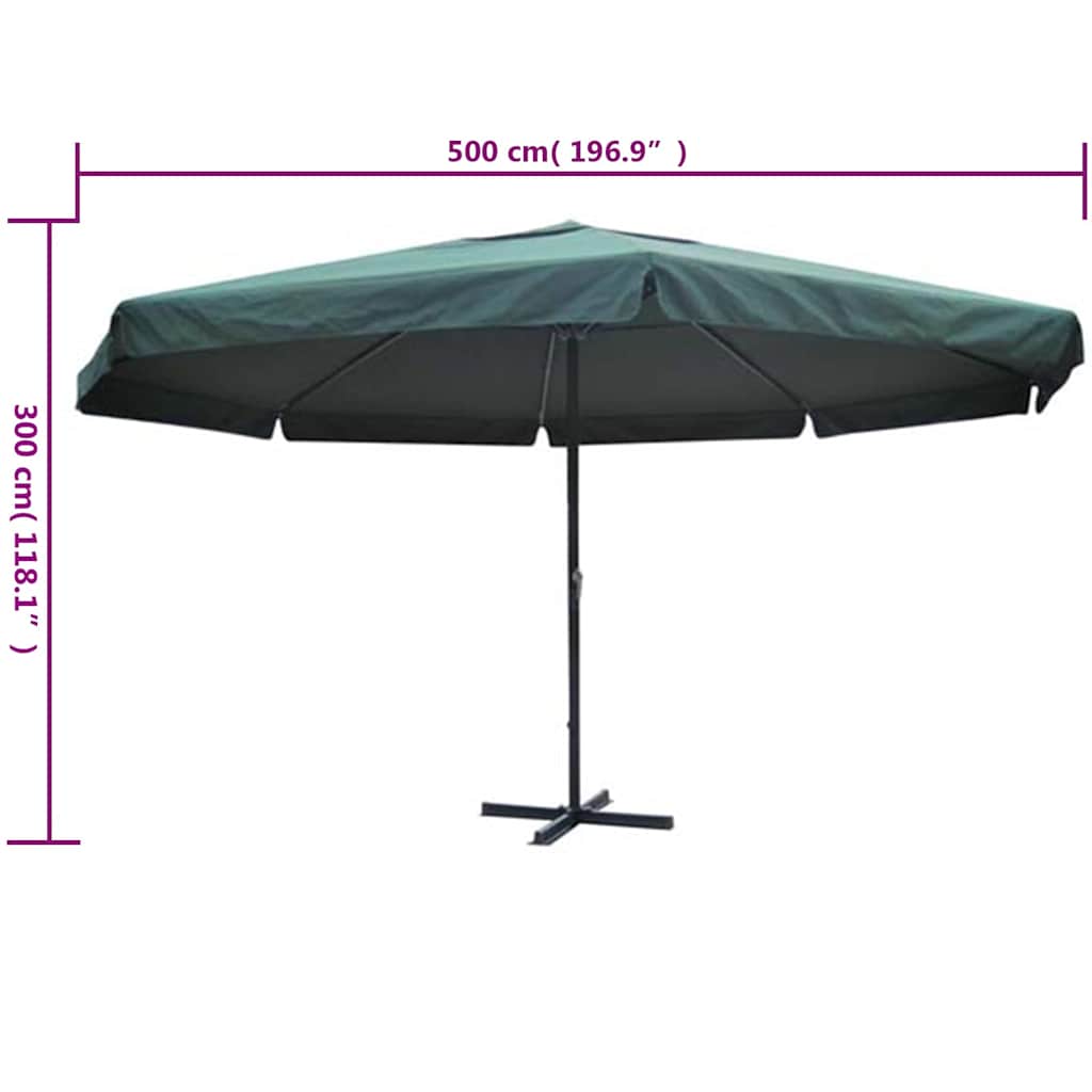 Parasol Green Aluminium 500 cm