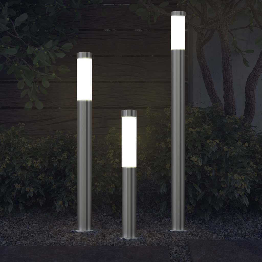 40374 vidaXL Garden Lamp Set 3-piece Waterproof Stainless Steel