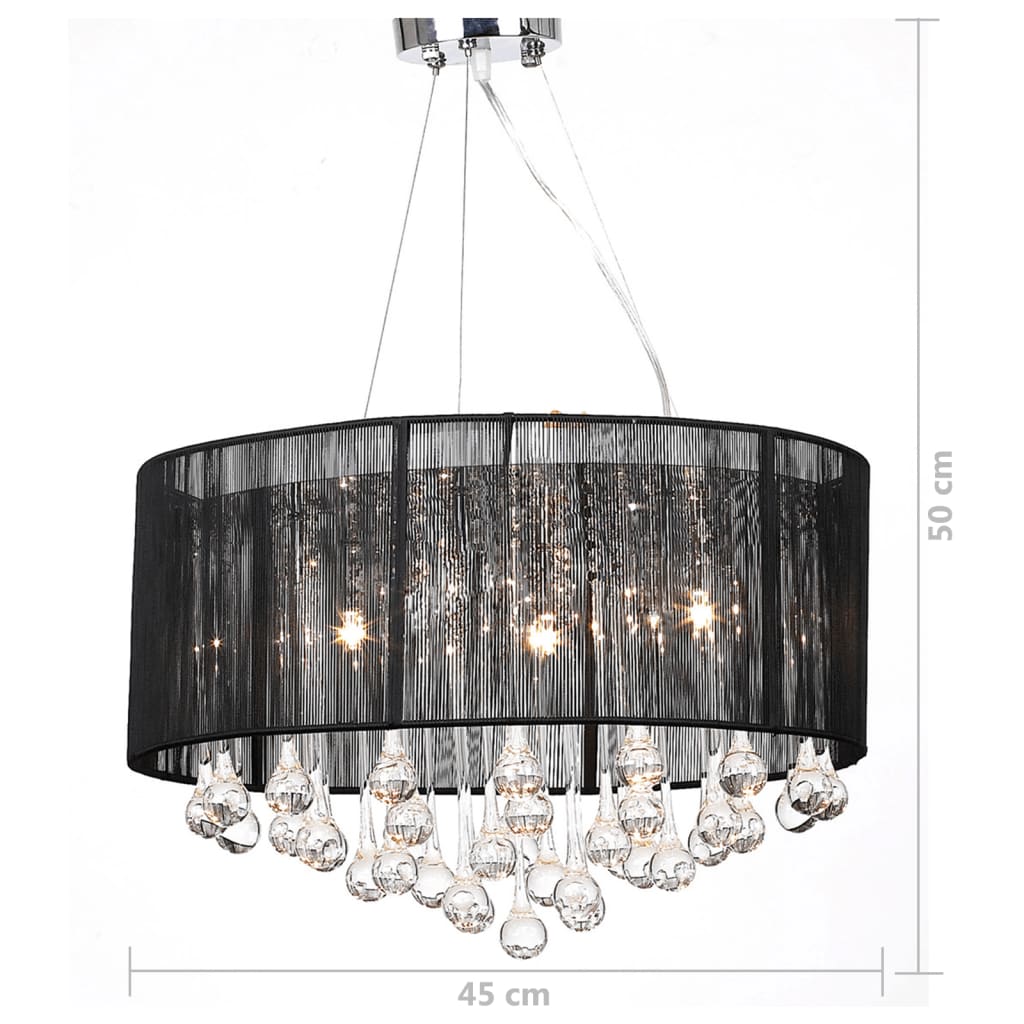 60344 vidaXL Chandelier with 85 Crystals Black