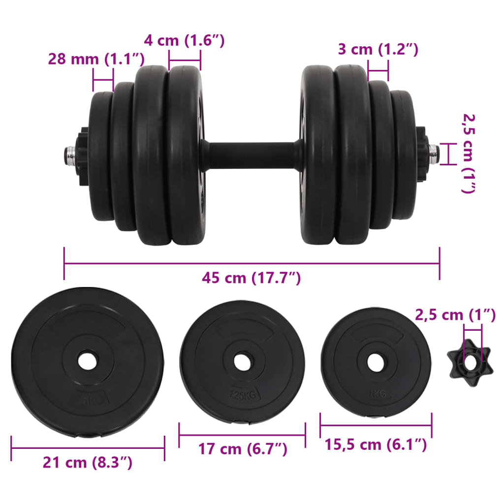 vidaXL Dumbbells 2x15 kg