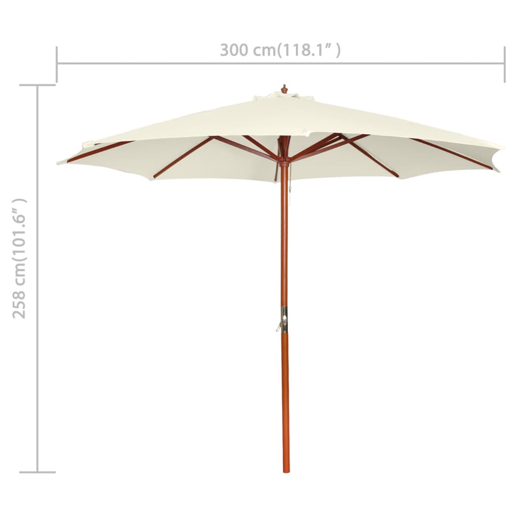40437 vidaXL Parasol 300x258 cm Sand White