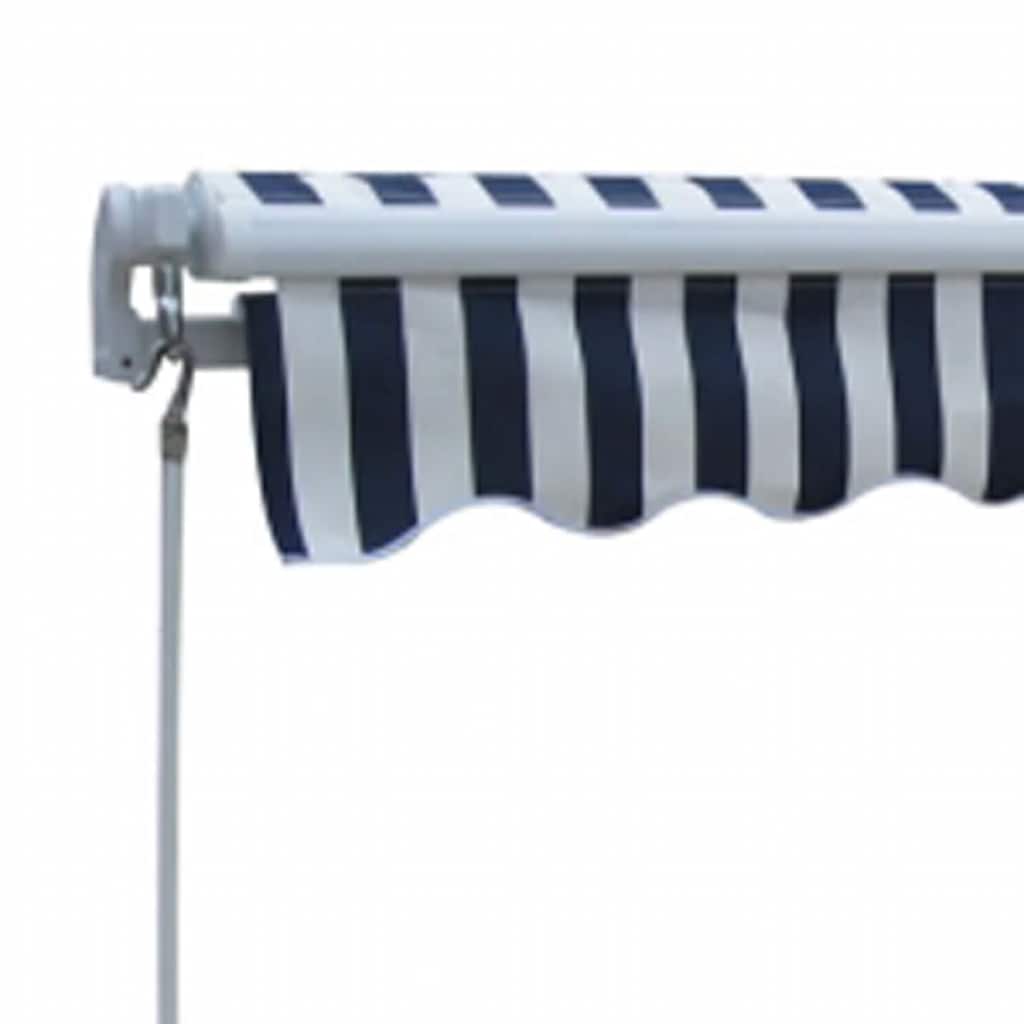 Manual Awning 3 x 2.5 m Blue and White Stripe 100% Polyester