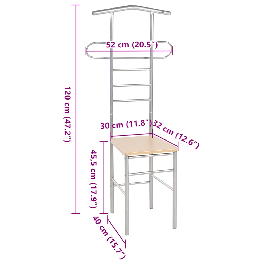 60651 vidaXL Gentleman's Valet Chairs 2 pcs Metal