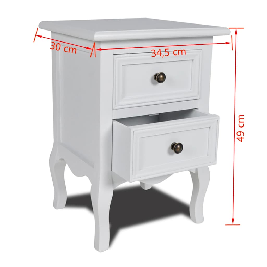 Nightstand with 2 Drawers MDF White