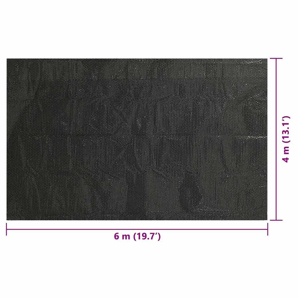 90340 vidaXL Floating Rectangular PE Solar Pool Film 6 x 4 m Black
