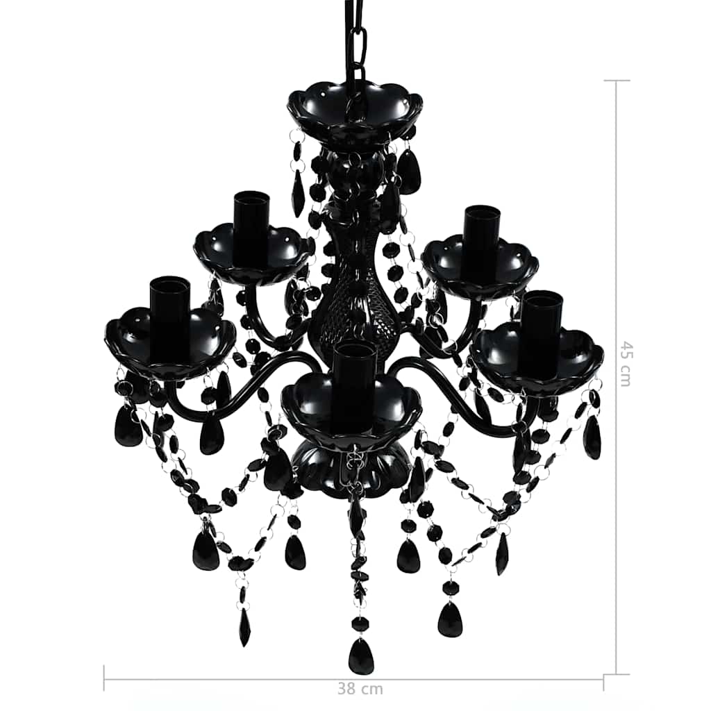 240308 vidaXL Crystal Light 5 Bulbs Black