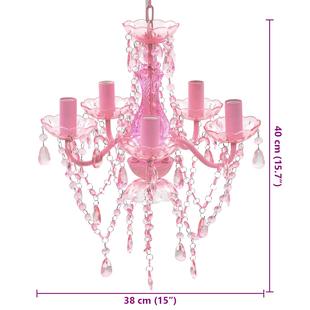 240310 vidaXL Crystal Light 5 Bulbs Pink
