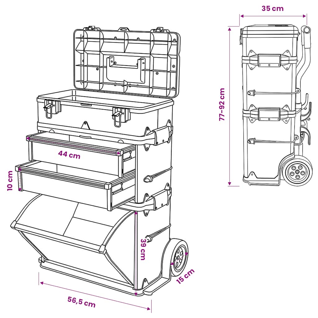 140301 3-Part Rolling Tool Box replaces 140174