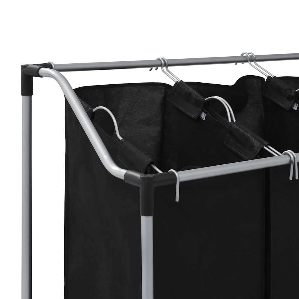 240367 vidaXL Laundry Sorter with 4 Bags Black Grey