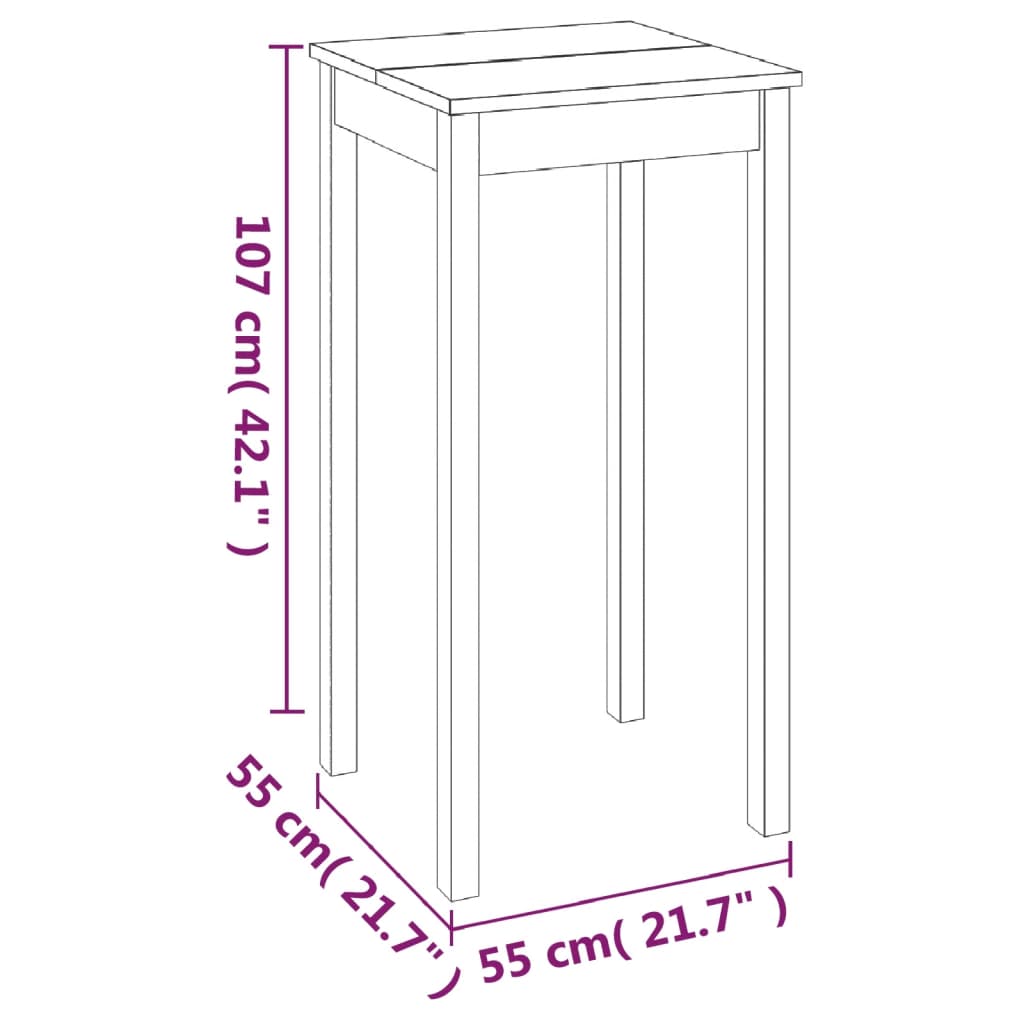 240379 vidaXL Bar Table MDF Black 55x55x107 cm