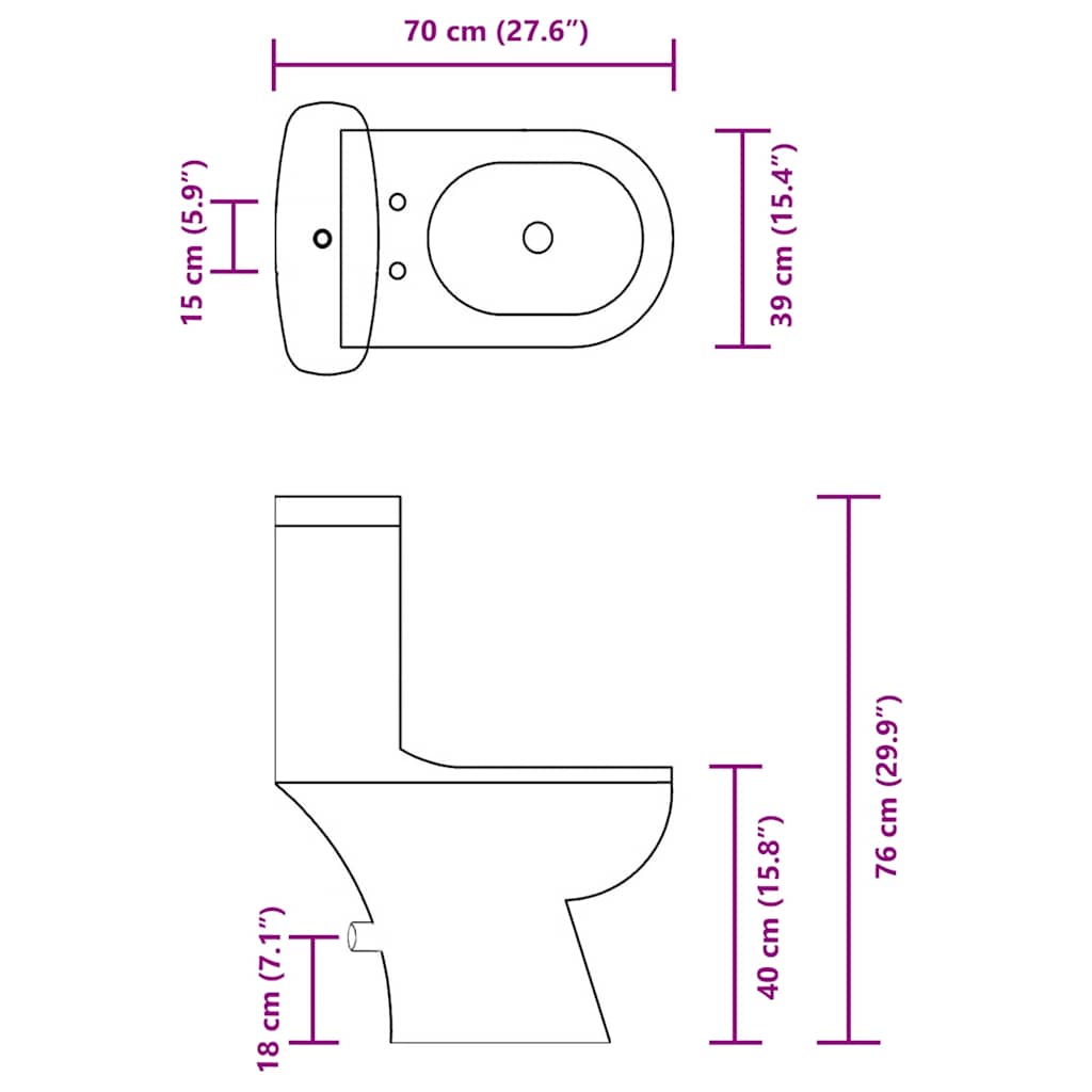 240550 vidaXL Toilet With Cistern Black