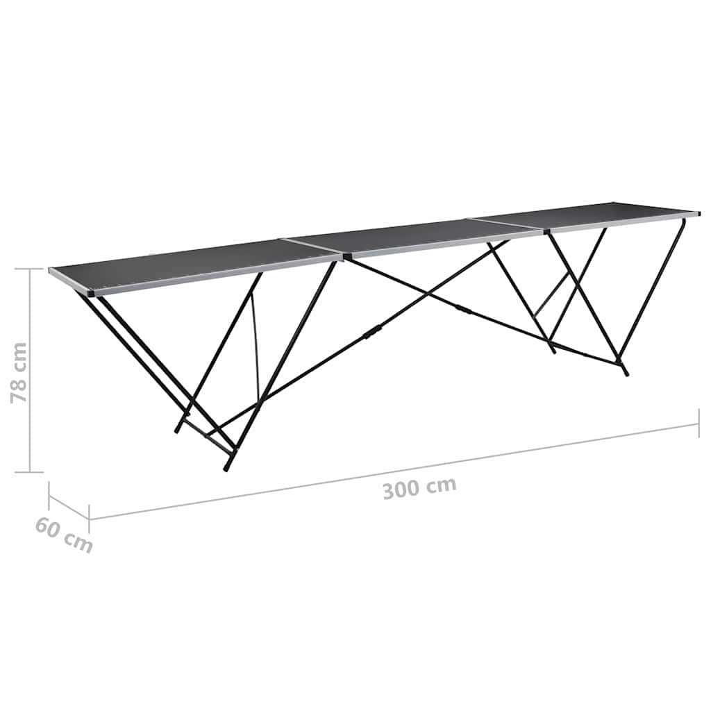 140718 vidaXL Folding Pasting Table MDF and Aluminium 300x60x78 cm