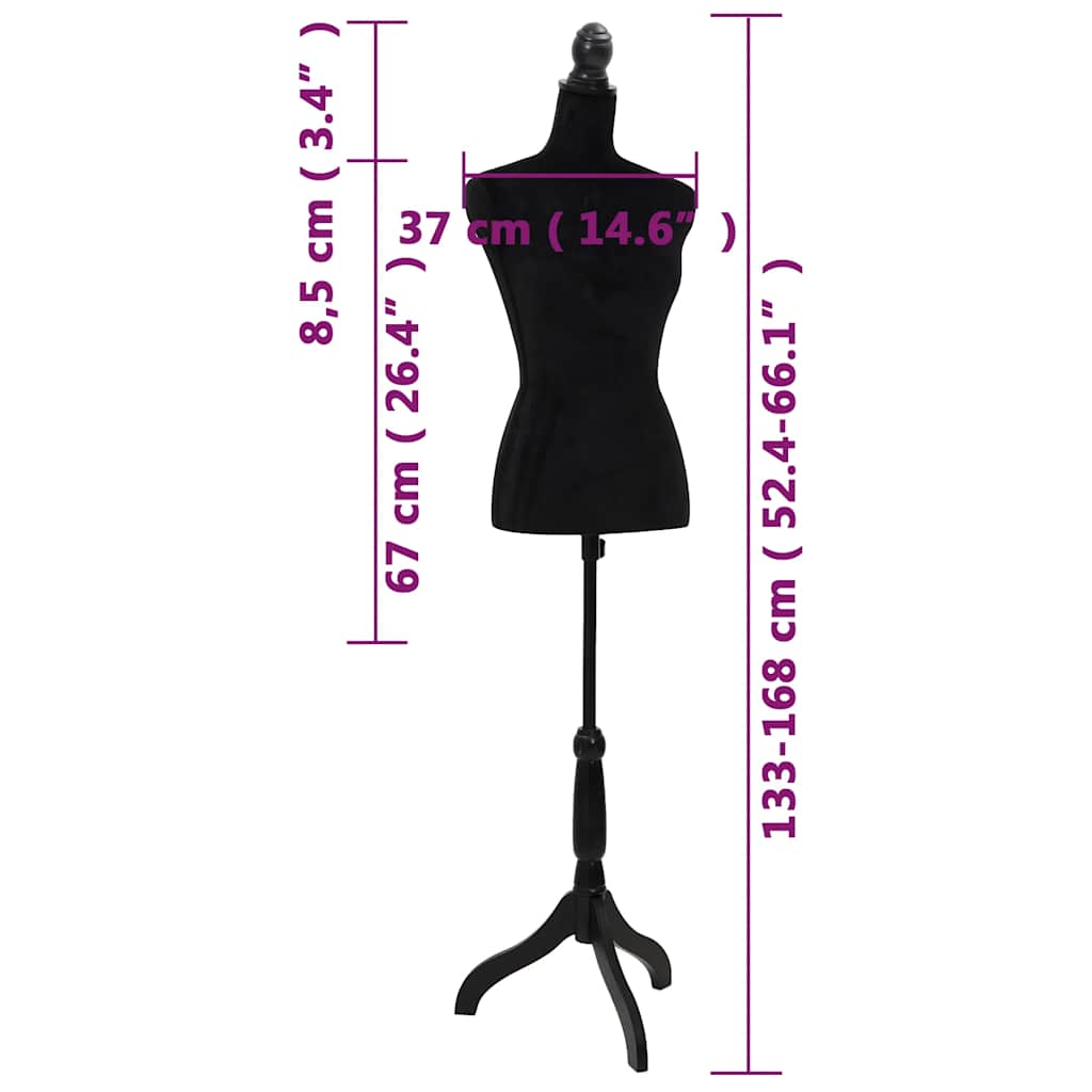 30028 Ladies Bust Display Black Female Dressmakers Dummy Mannequin