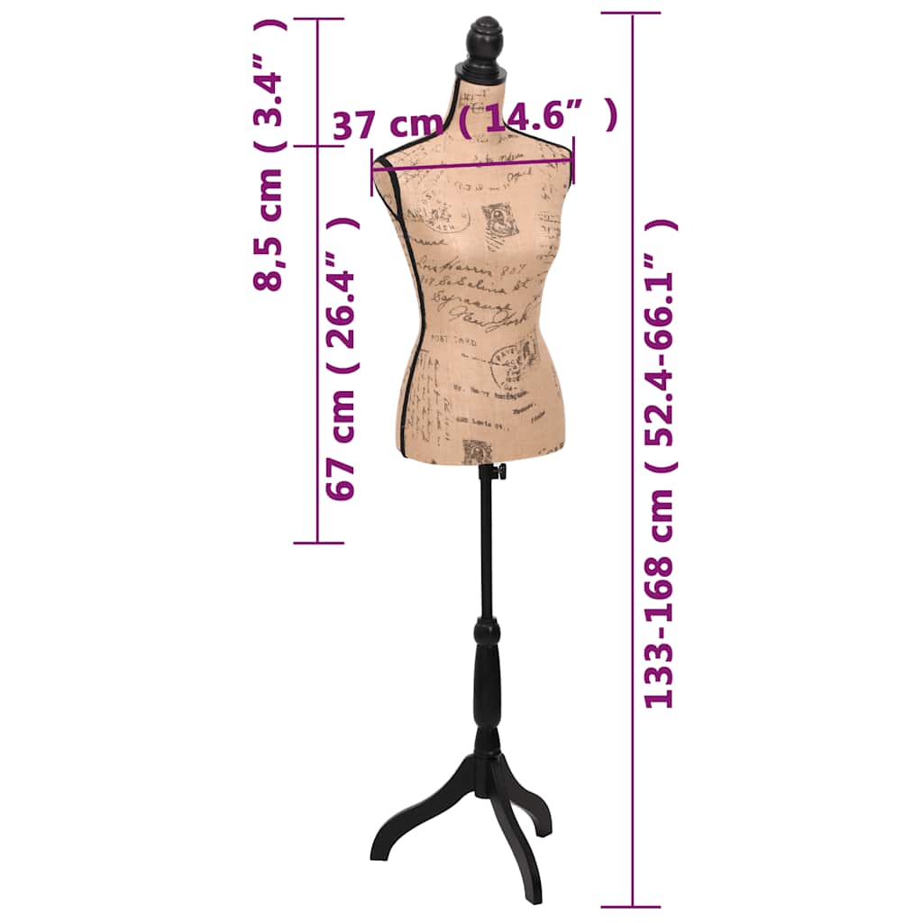 30029 Ladies Bust Display Bust Brown Black Jute Female Dressmakers Dummy Mannequin Display