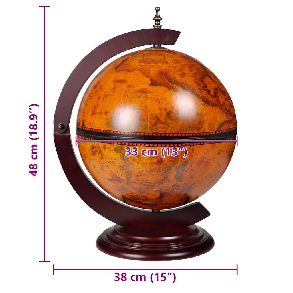 Tabletop Globe Bar Wine Stand Eucalyptus Wood