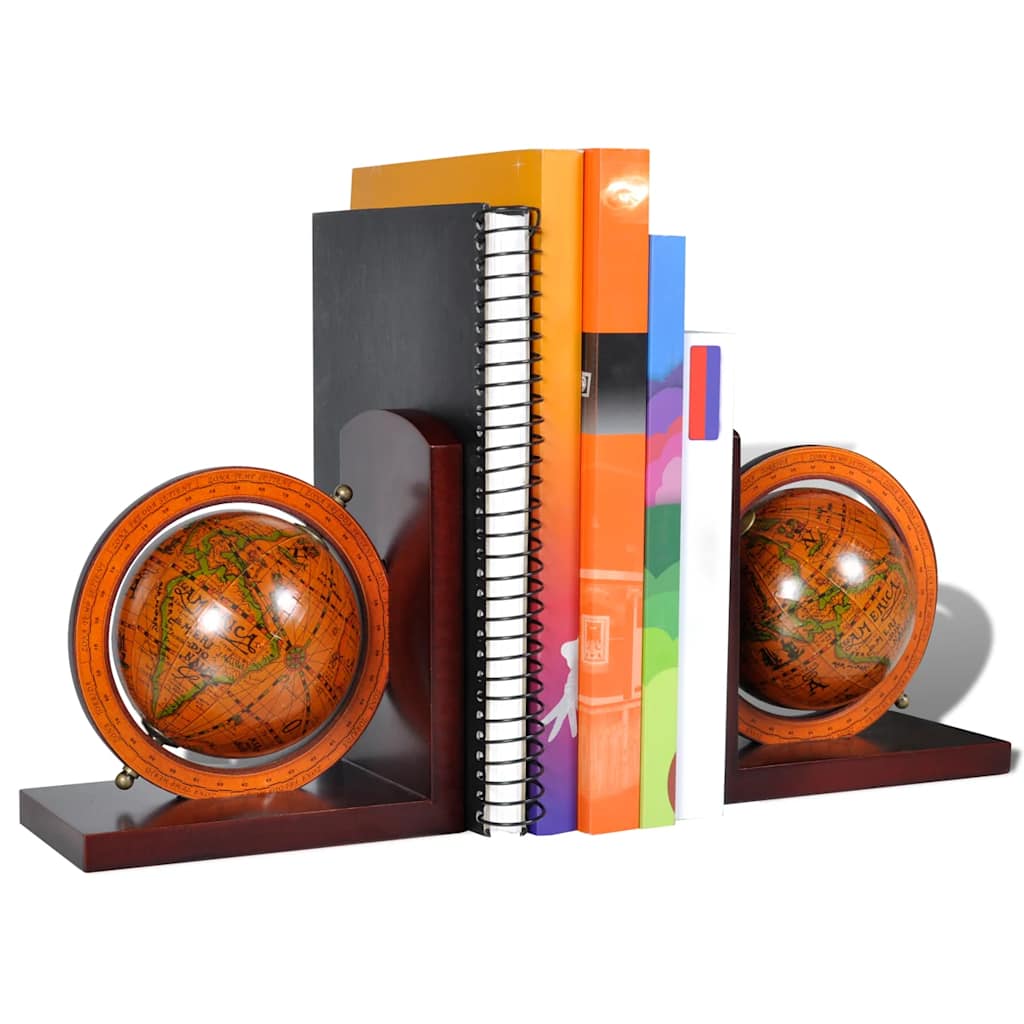 240729 vidaXL Bookend Globe 2 pcs