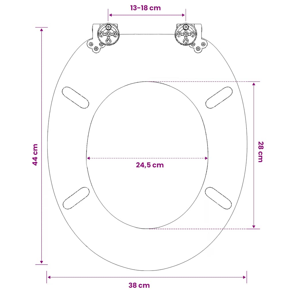 WC Toilet Seat MDF Lid Simple Design Black