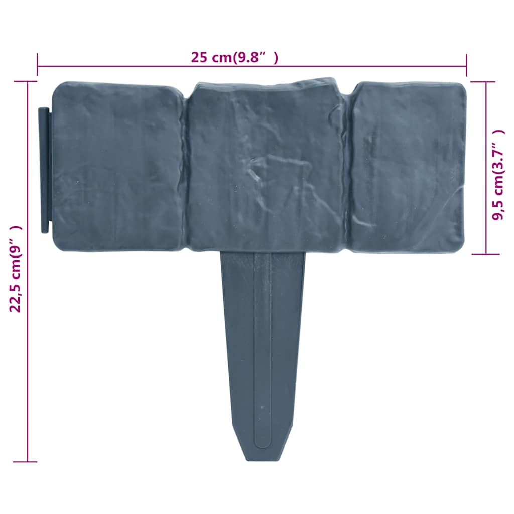 40917 vidaXL Plastic Garden / Lawn Fence Stone Look 41 pcs 10 m