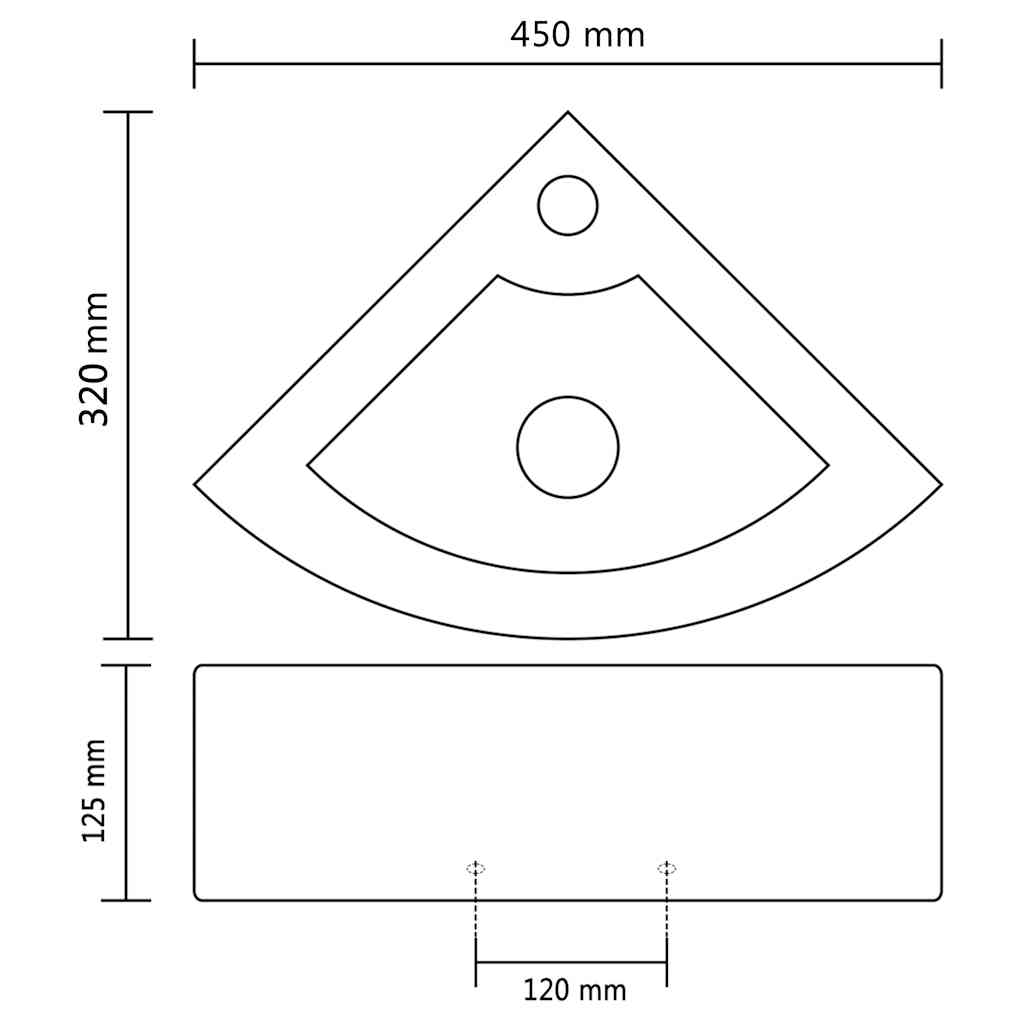 140697 vidaXL Wash Basin with Overflow 45x32x12,5 cm White