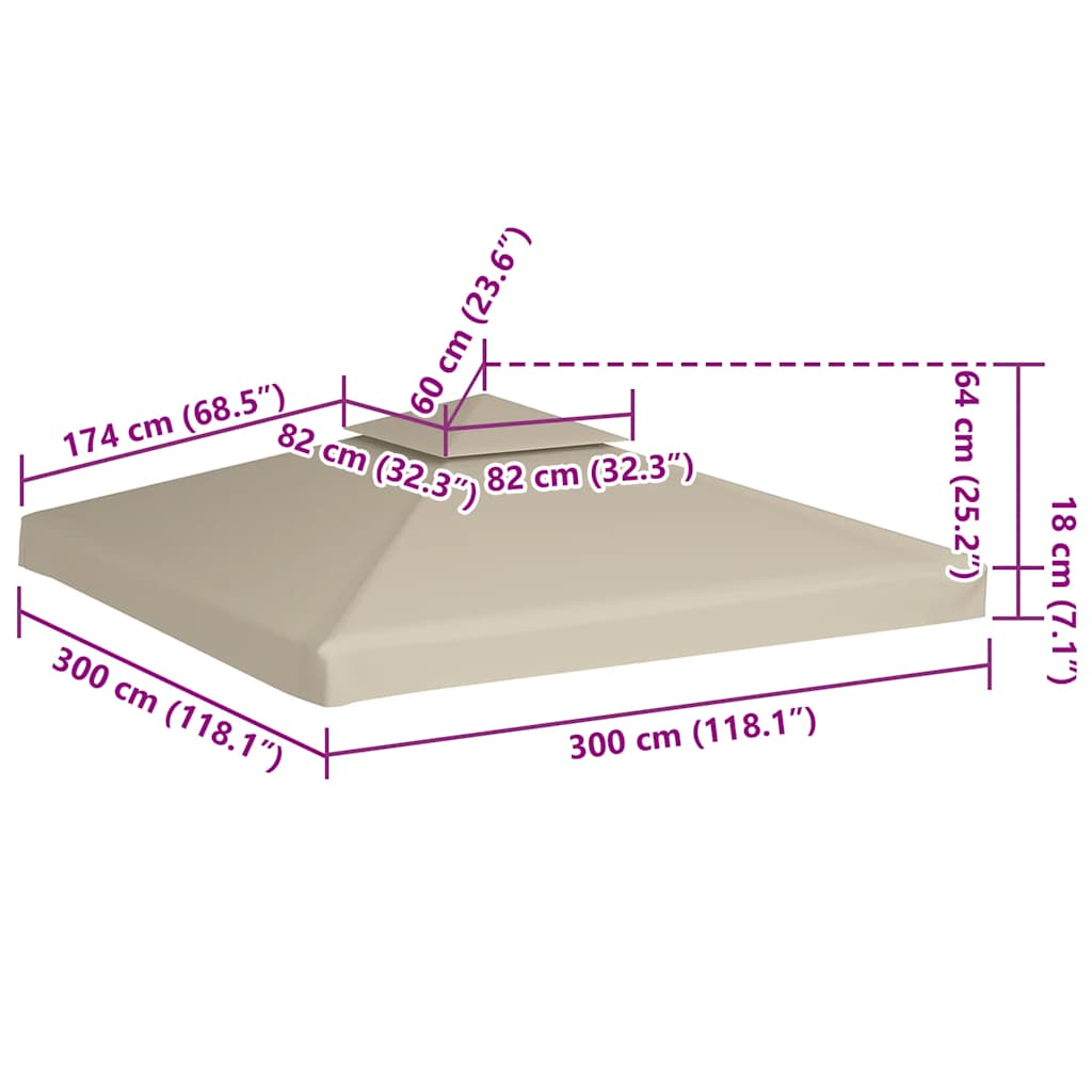 40876 vidaXL Gazebo Cover Canopy Replacement 310 g / m² Green 3 x 3 m