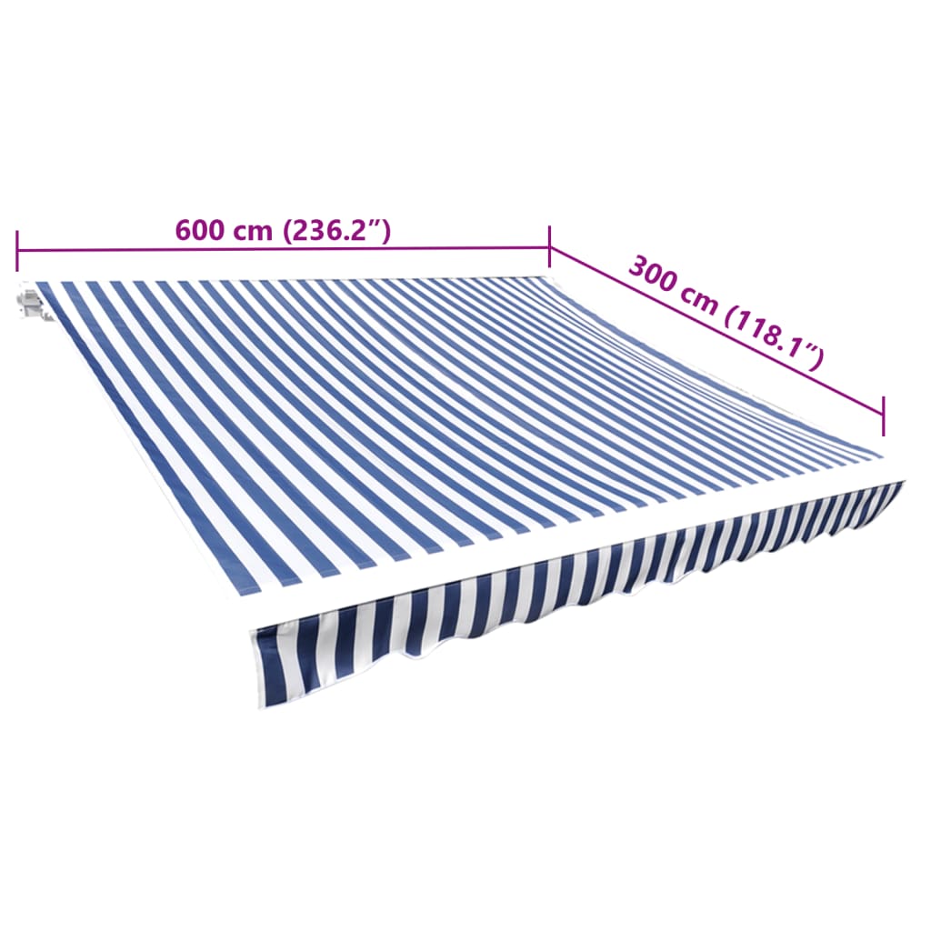 Awning Replacement Fabric Blue and White 600x300 cm Polyester