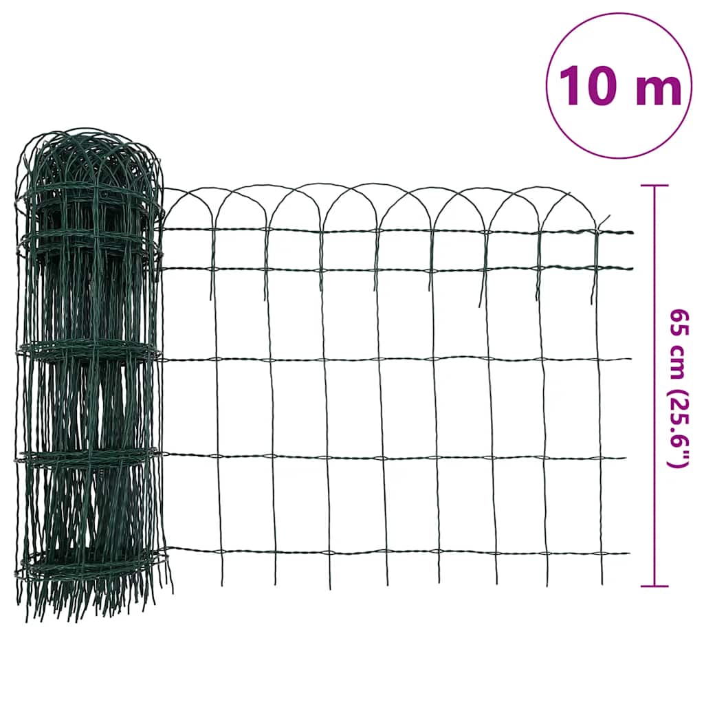 141073 vidaXL Garden Border Fence Powder-coated Iron 10x0,65 m