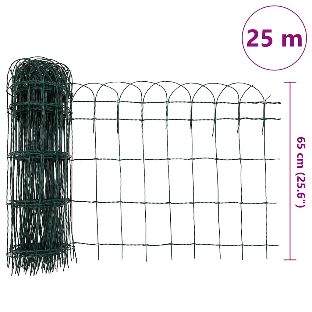 141074 vidaXL Garden Border Fence Powder-coated Iron 25x0,65 m