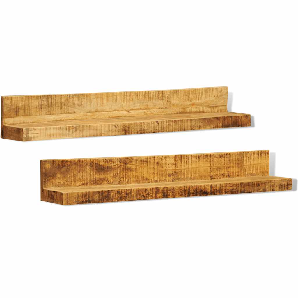 241088 vidaXL Display Shelf 2 pcs Solid Wood Wall-Mounted