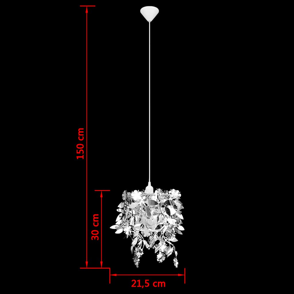 Leaves Paillette Pendant Chandelier Lamp 21.5 x 30 cm Silver