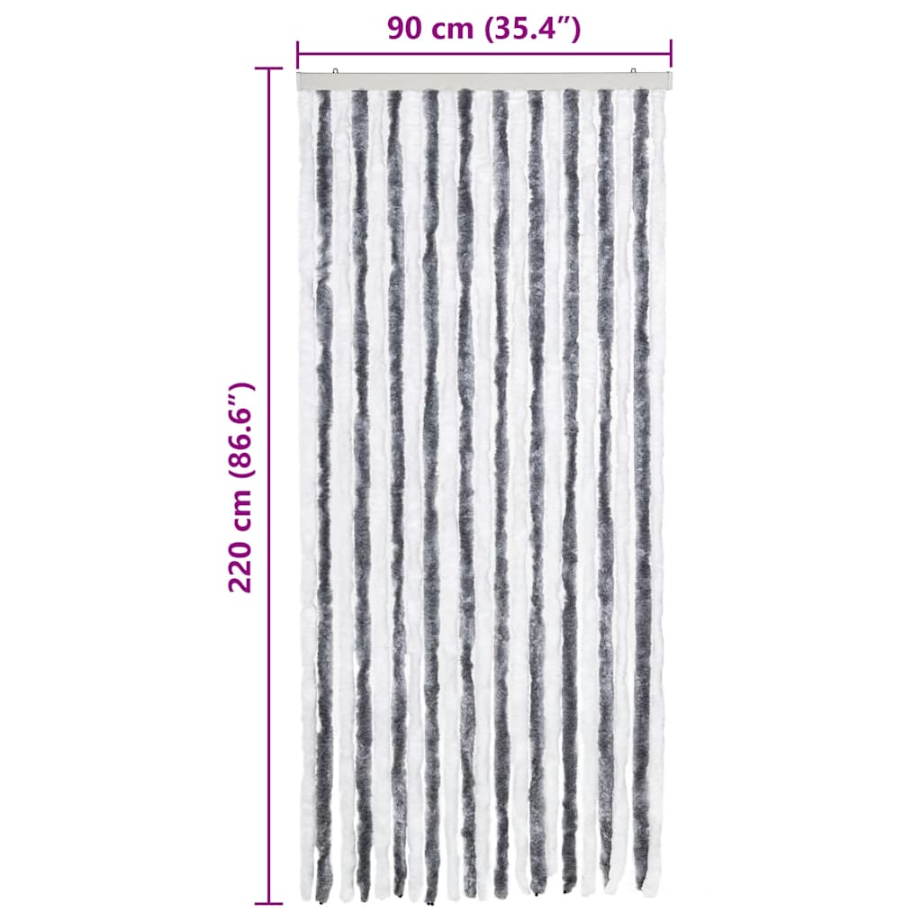 241224 vidaXL Insect Curtain Grey and White 90x220 cm Chenille