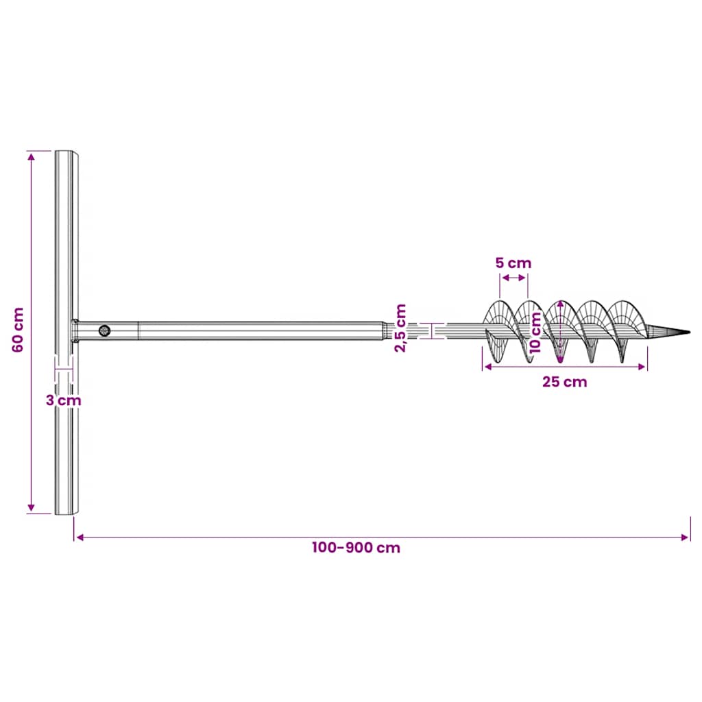 Ground Drill with Handle 100 mm with Extension Tube 9 m Steel