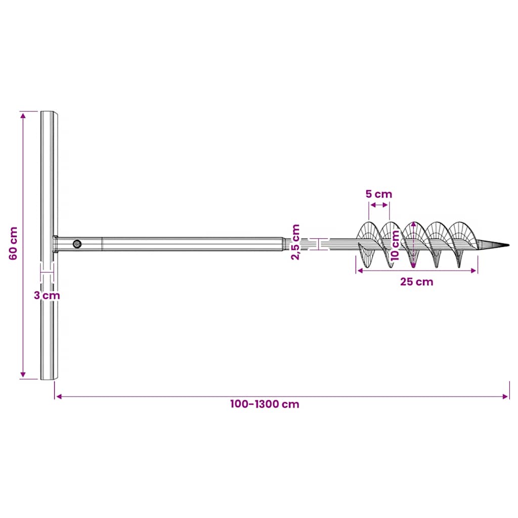 Ground Drill with Handle 100 mm with Extension Tube 13 m Steel