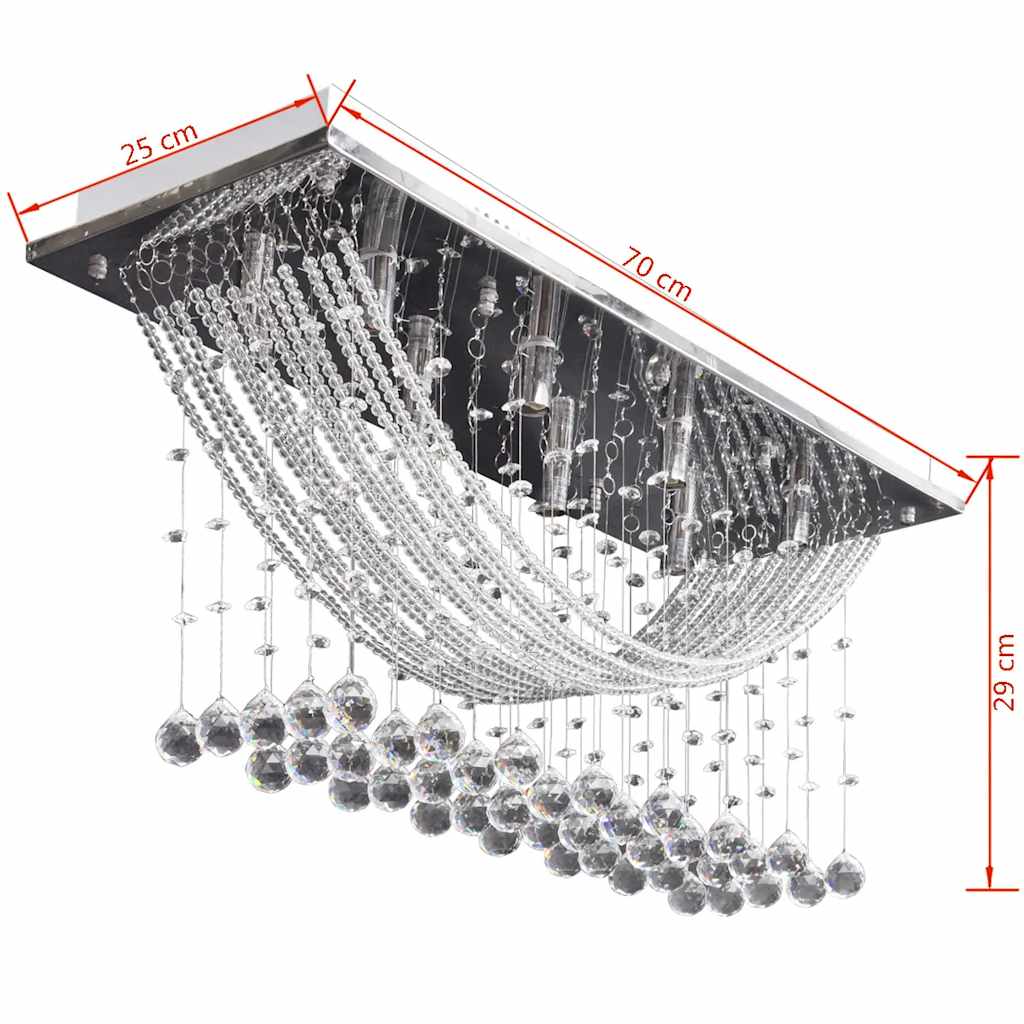 241391 White Ceiling Lamp with Glittering Glass Crystal Beads 8 x G9 29 cm