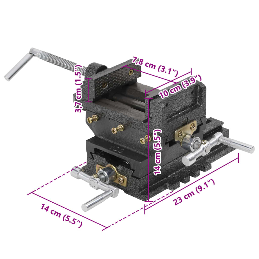 141312 vidaXL Manually Operated Cross Slide Drill Press Vice 78 mm