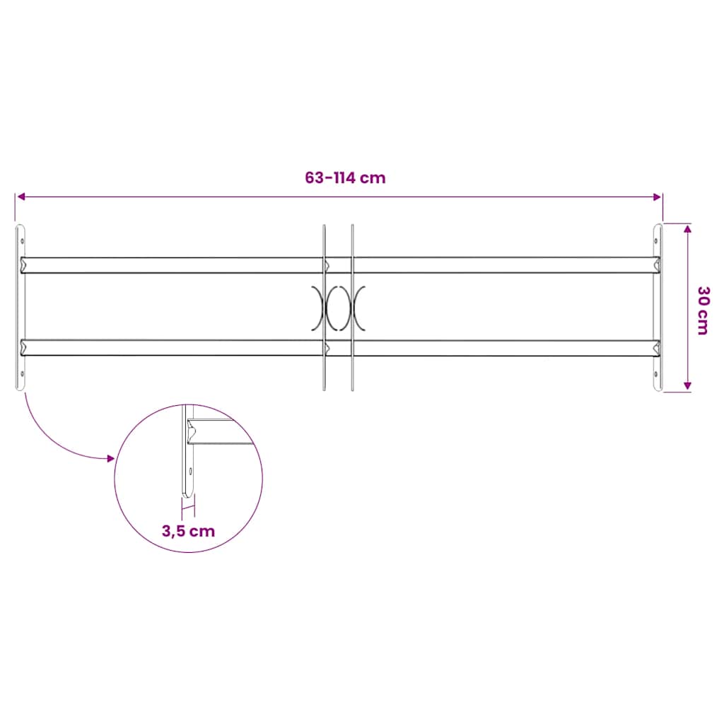Adjustable Security Grille for Windows with 2 Crossbars 700-1050 mm
